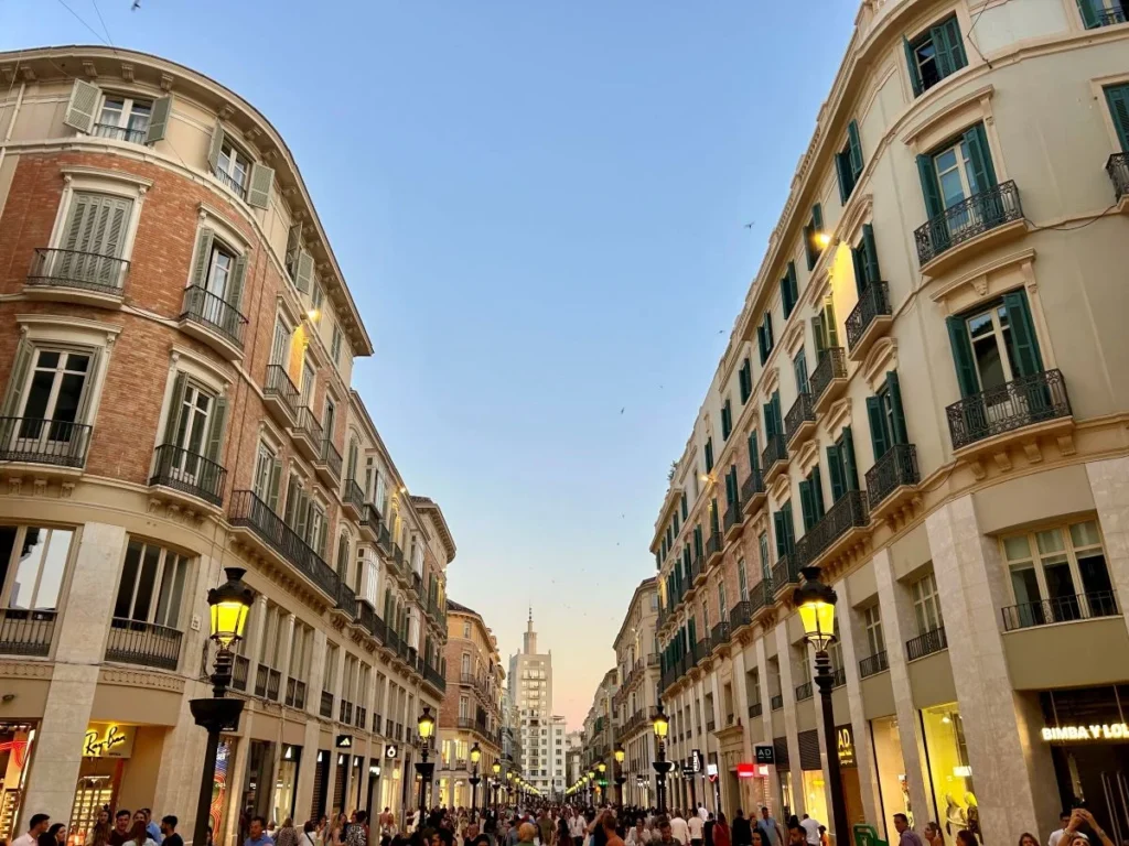 Elegant marble pedestrian street Calle Larios in the heart of Málaga