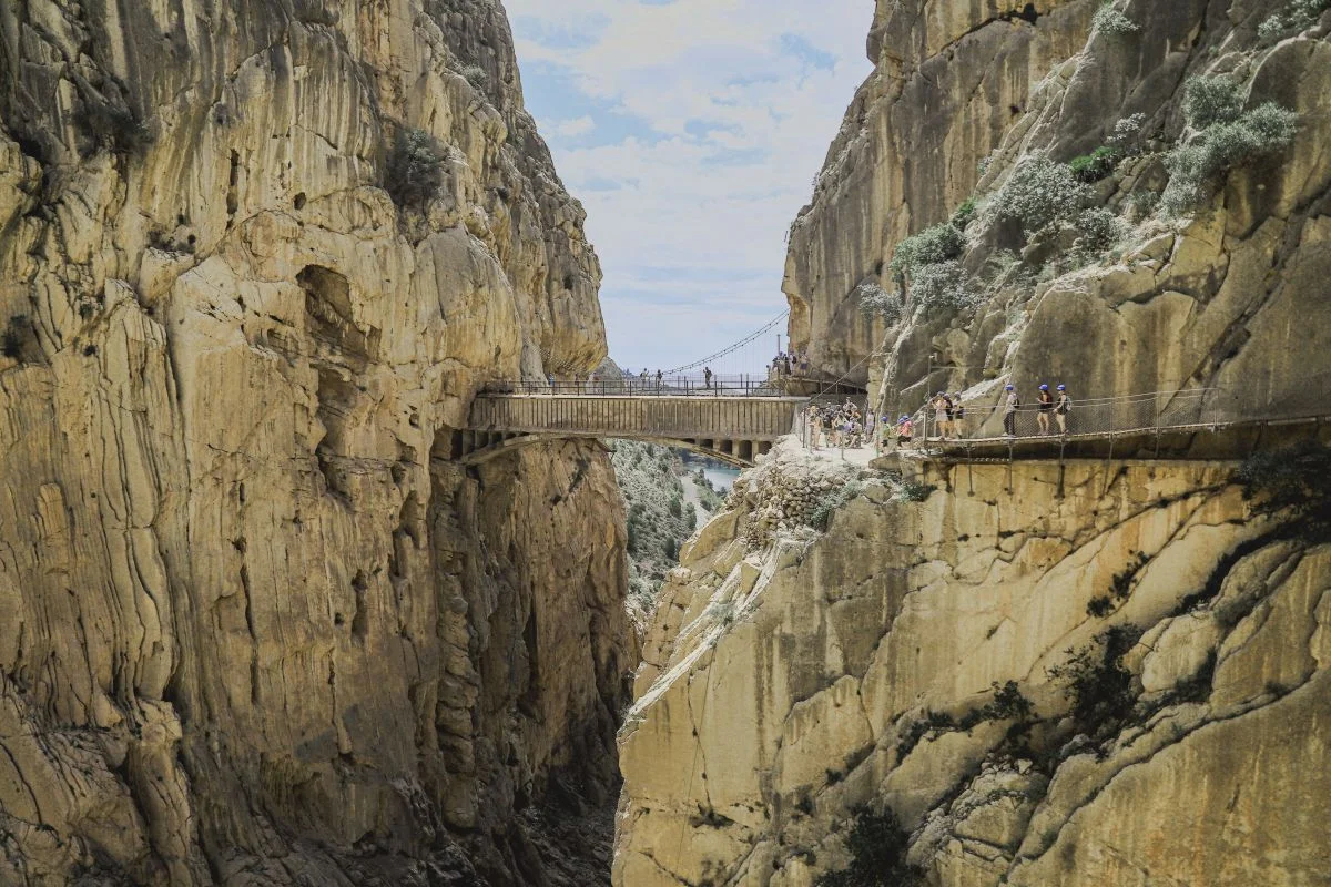 Suspended walkway through the Desfiladero de los Gaitanes gorge on the Caminito del Rey Málaga