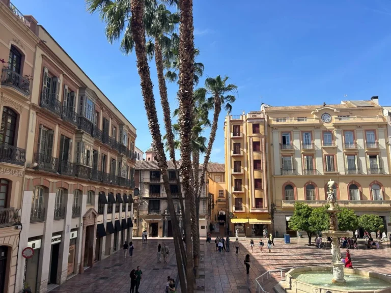 what to do in malaga on a 3 day trip plaza de la constitucion palmtrees